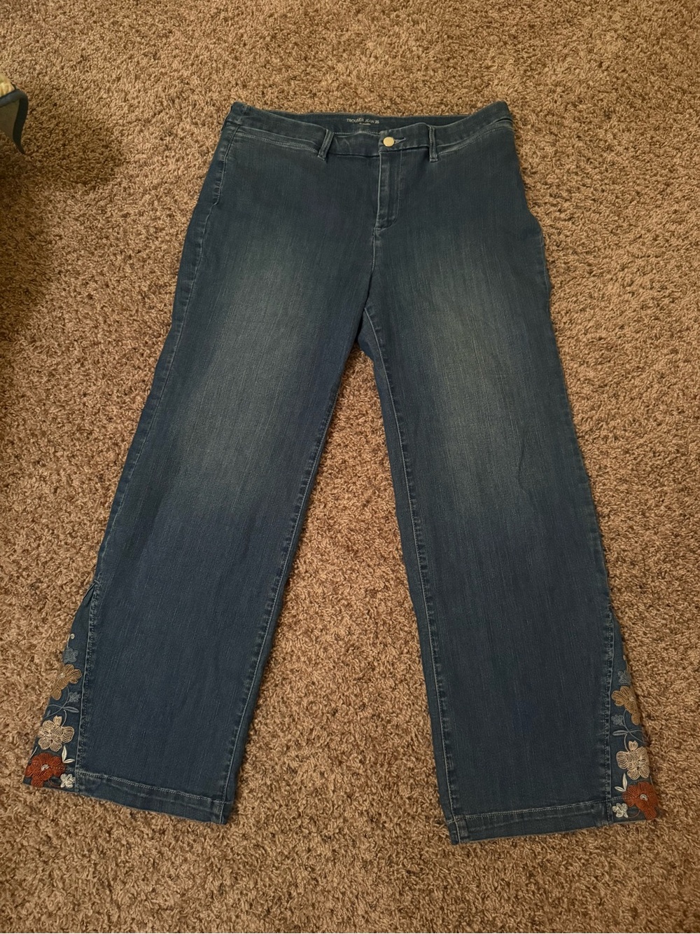 Chicos Dark Blue Women’s Jeans with Embroidered Hem